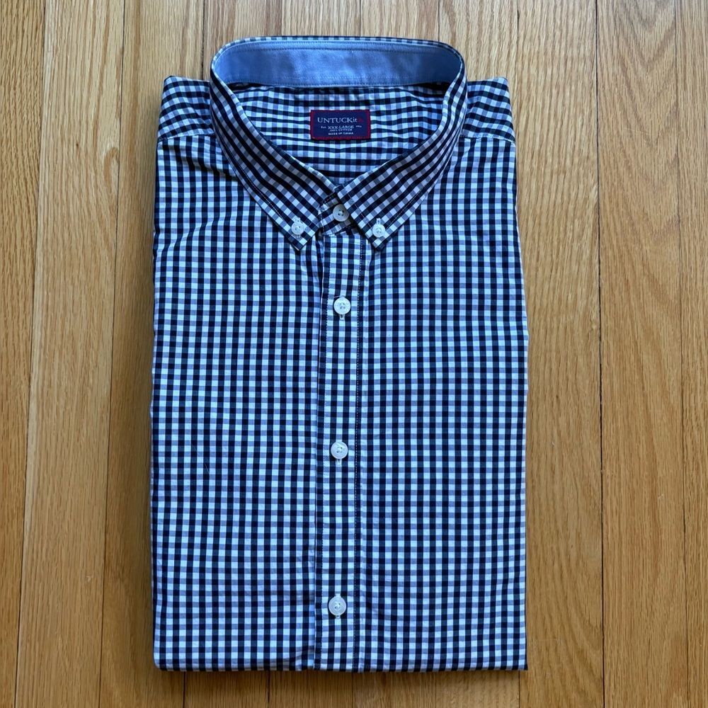 UNTUCKit Men’s Long Sleeve Dress Shirt Regular Fit 3XL Black White Checks